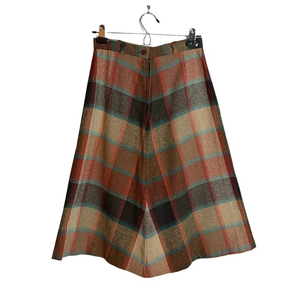 Vintage BRB Corp plaid midi skirt brown tan black - Picture 2 of 6
